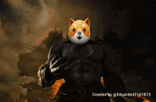 a picture of a man with a dog 's face on his head created by eduardo42161873