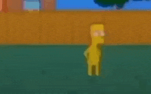 bart simpson is standing in front of a fence in a cartoon .