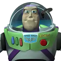 a close up of a toy story space ranger with a fly on his helmet