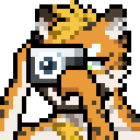 a pixel art of a cat wearing sunglasses