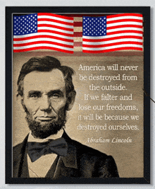 a picture of abraham lincoln with a quote from him