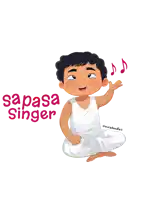 a cartoon drawing of a boy singing with the words sapasa singer above him