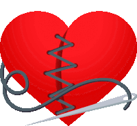 Stitched Heart Heart Sticker - Stitched Heart Heart Joypixels Stickers