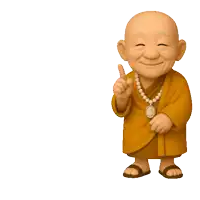 a cartoon drawing of a monk giving a thumbs up in a foreign language