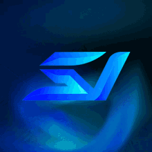 a blue logo that says sv on a dark background