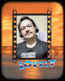 a man wearing headphones and a shirt that says gioanung