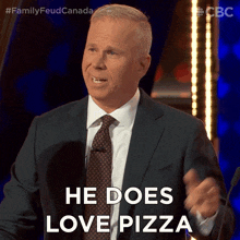 He Does Love Pizza Gerry Dee GIF - He Does Love Pizza Gerry Dee Family Feud Canada GIFs