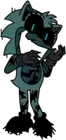 a cartoon drawing of a sonic the hedgehog wearing black gloves and sunglasses