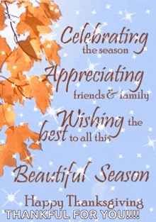 a greeting card for thanksgiving wishing the best to all this beautiful season