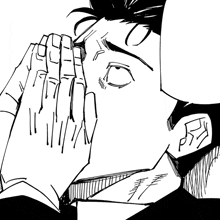 a black and white drawing of a man praying