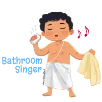 a cartoon of a bathroom singer with a towel
