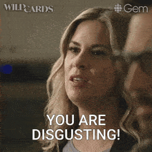 a woman says " you are disgusting " while looking at a man