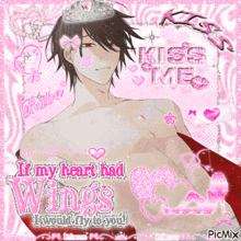 a picture of a man with a crown on his head that says " kiss me "