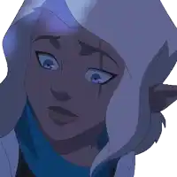 a close up of a cartoon character 's face with blue eyes