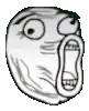 a black and white drawing of a cartoon face with its mouth open and a surprised look on its face .