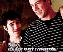 glee finn hudson blaine anderson yes best party ever best party ever