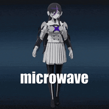 a picture of a robot girl with the word microwave in the corner