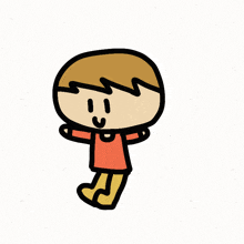 a cartoon drawing of a boy in a red shirt