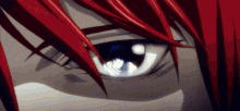 a close up of a person 's eye with a blue pupil