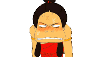 a cartoon drawing of a woman with an angry face