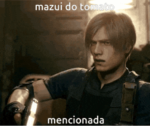 a video game character with the caption " mazui do tomato "
