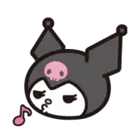 a black and pink cartoon character with a skull on his head