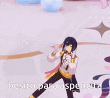 a cartoon character with the words " besito para aspencita " on it