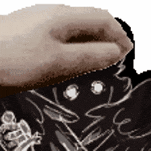 a close up of a person 's face with a bandana on it .