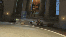 a video game scene with a sign that says history of newbani