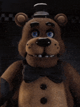 a teddy bear with blue eyes and a top hat