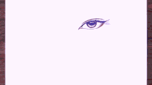a person is drawing an eye with a purple pencil on a piece of paper