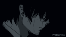 thunder anime distorted sad black and white