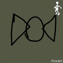 a stick figure is standing next to a drawing of a circle that says picsart