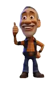 a cartoon character giving a thumbs up with the words ooohh gloria written on it
