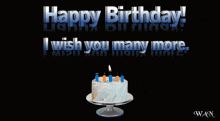 a birthday cake with blue candles and the words happy birthday