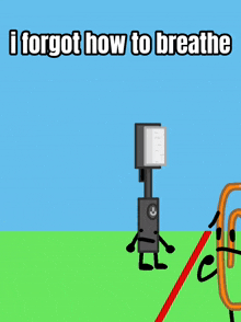 a cartoon says i forgot how to breathe and has a clock on it