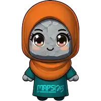 a cartoon drawing of a girl wearing a hijab and a shirt that says mapsi25