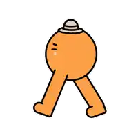 a cartoon drawing of an orange ball with a hat on it 's head