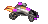 a pixel art drawing of a purple and silver object on a white background .