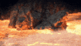 a computer generated image of a lava flowing from a mountain