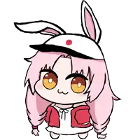 a drawing of a girl with bunny ears and a red jacket