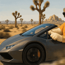 a man is driving a sports car with the number 14 on the front