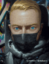 a painting of a man wearing a black mask with the words minimax and hailuo ai at the bottom