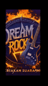 a poster with a guitar on it that says ' dream rock '
