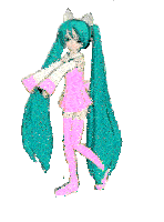 a girl with long green hair is wearing a pink dress and pink stockings