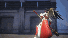a video game character with wings and a sword in her hand