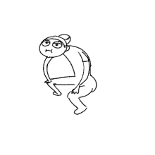 a black and white drawing of a person with a turtle on their back .