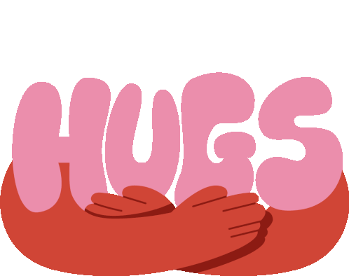 Hugs Red Arms Hugging Hug In Pink Bubble Letters Sticker - Hugs Red Arms Hugging Hug In Pink Bubble Letters Hug Stickers