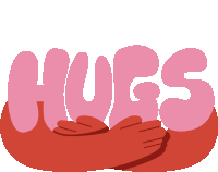 Hugs Red Arms Hugging Hug In Pink Bubble Letters Sticker - Hugs Red Arms Hugging Hug In Pink Bubble Letters Hug Stickers