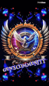 a logo for guns community with an eagle and wings